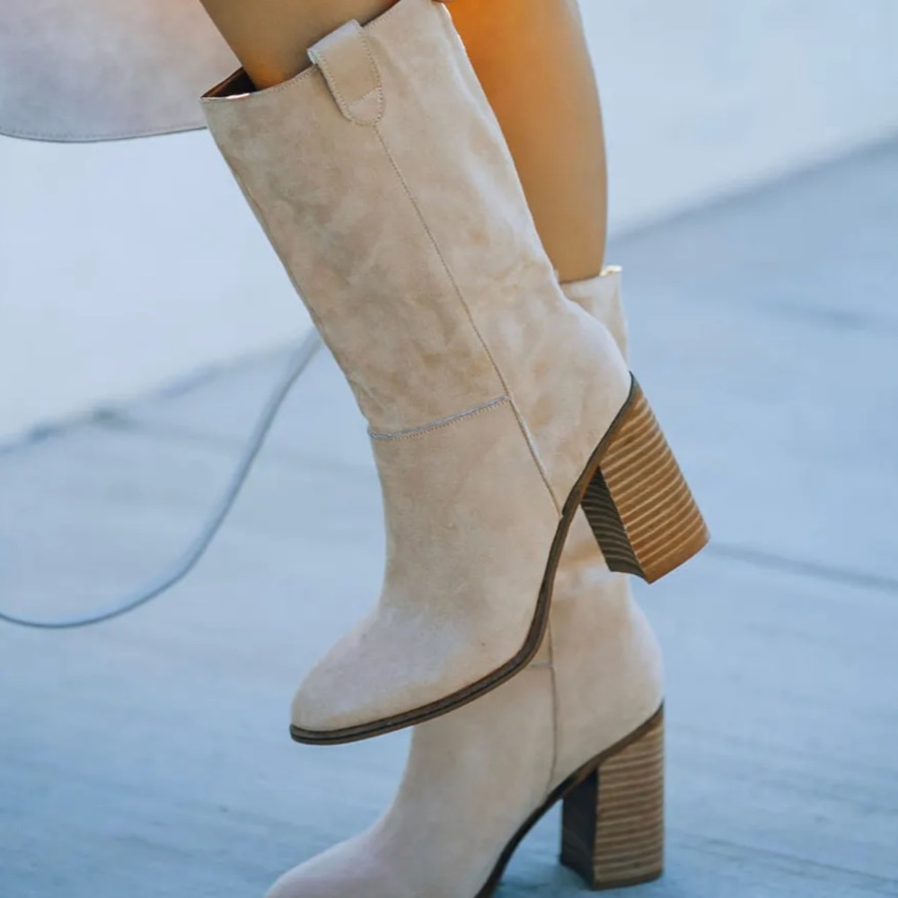 NEW-Slouch mid high boots-TAUPE